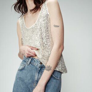 Sequin Silver Tank Top